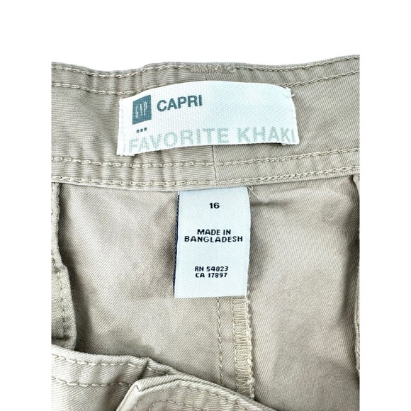Gap Favorite Khaki Capri Women’s Sz 16 Flat Front Tan Pockets Capri Pants - Picture 7 of 12